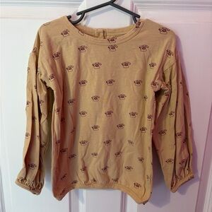 kate quinn Tan Graphic Long Sleeve Tee with cute telephone graphics